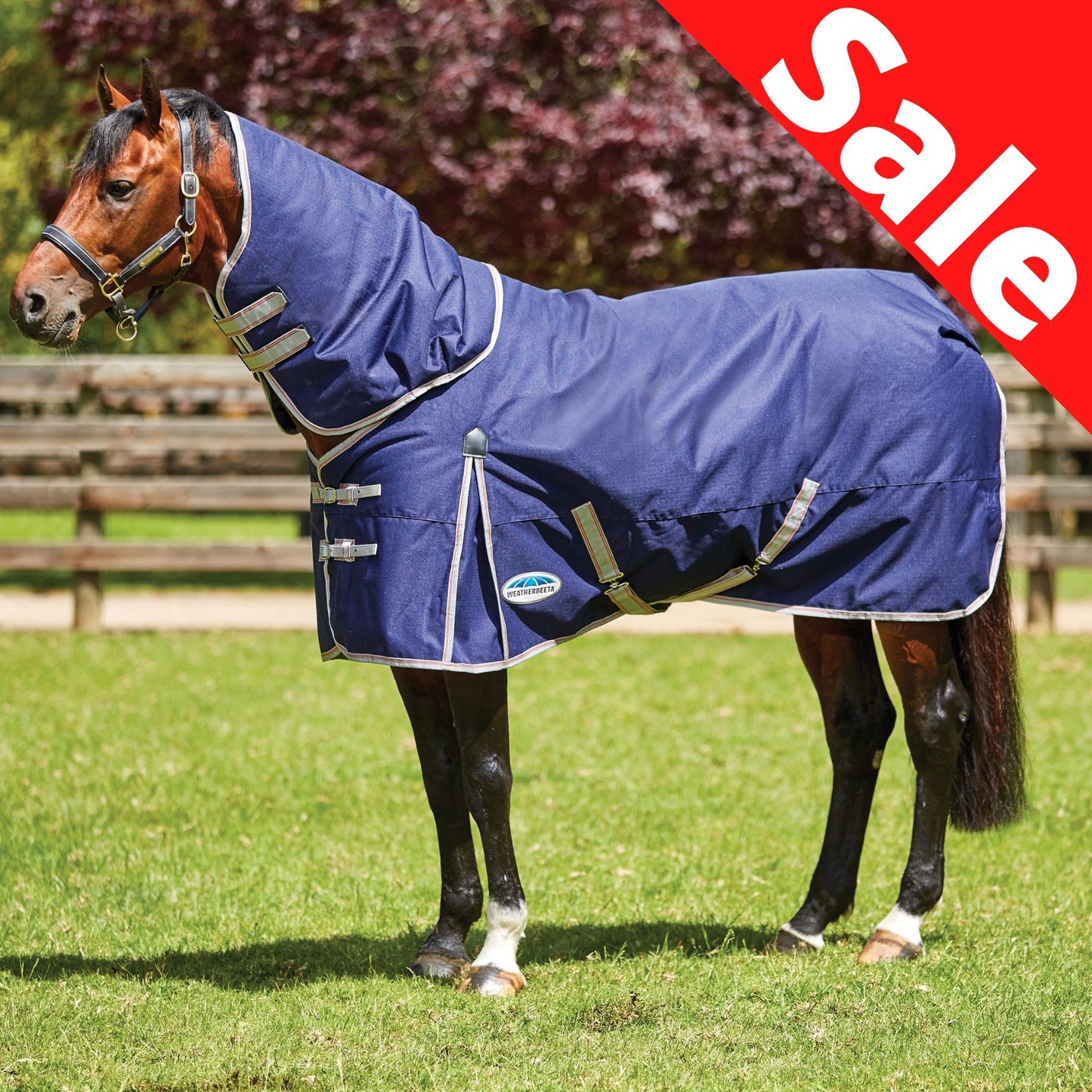 Weatherbeeta ComFiTec Essential Detach-A-Neck Lite Plus 50g Navy/Silver/Red