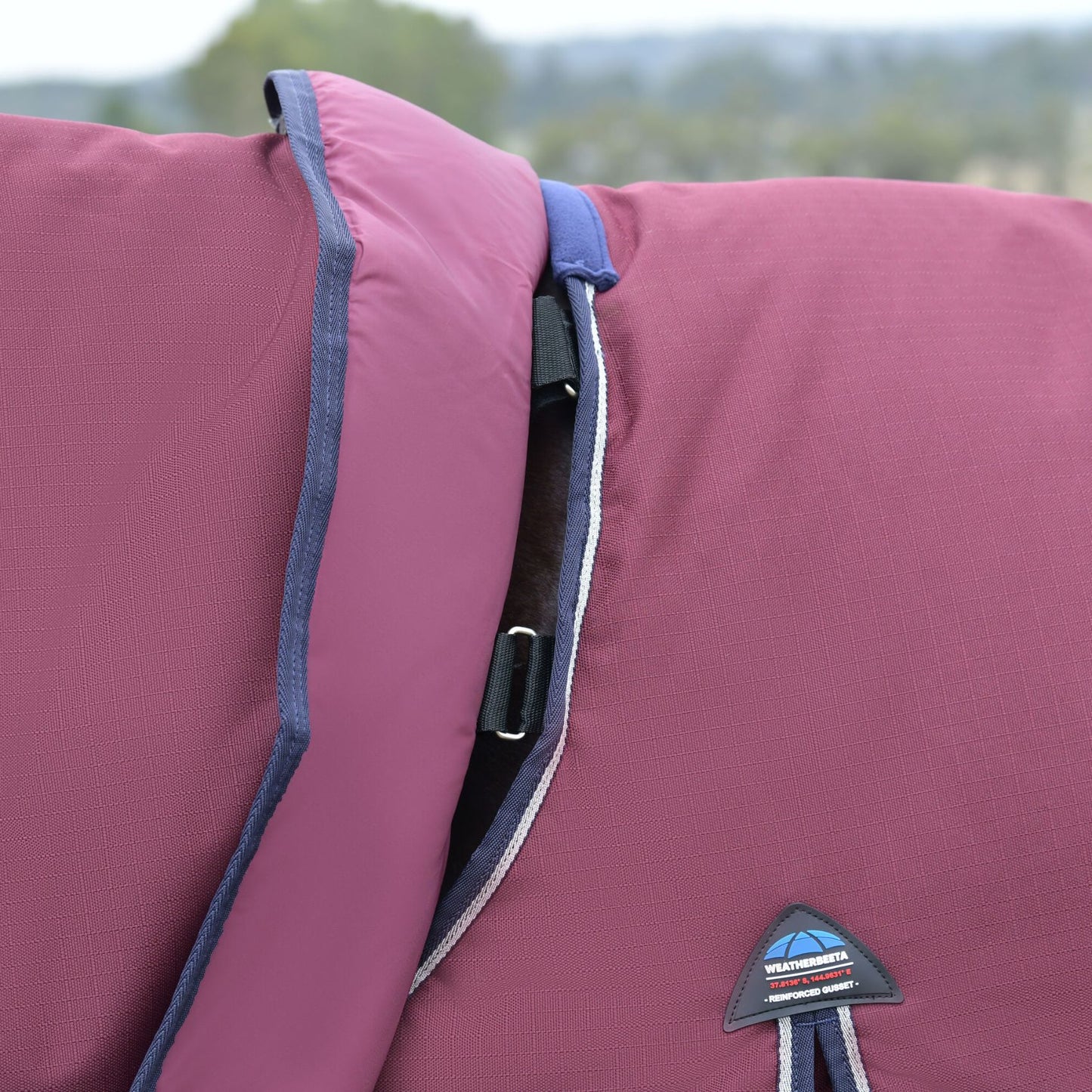 Weatherbeeta ComFiTec Essential Turnout Detach-A-Neck 220g Burgundy/Navy