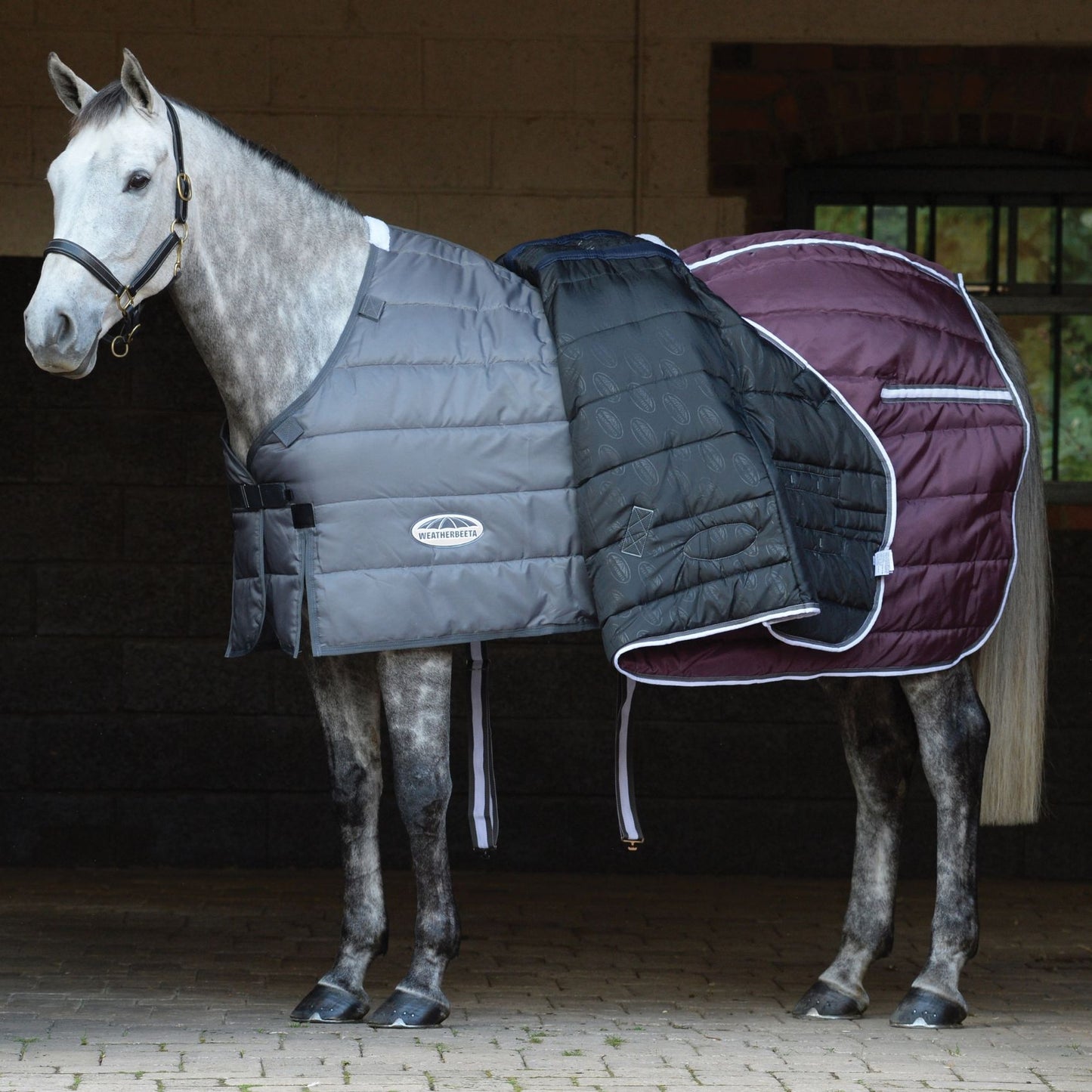 Weatherbeeta ComFiTec PP Channel Quilt II Detach-A-Neck Medium Maroon/Grey/White