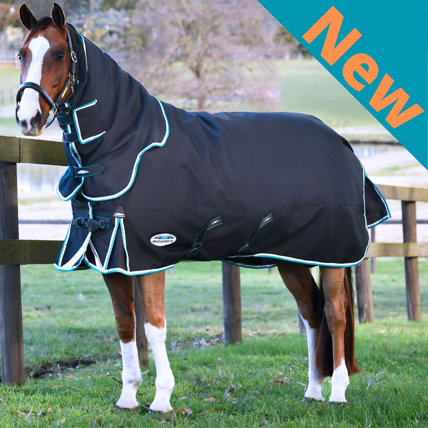 Weatherbeeta ComFiTec Ultra Comfi Detach-A-Neck Medium Charcoal/Teal Blue/White