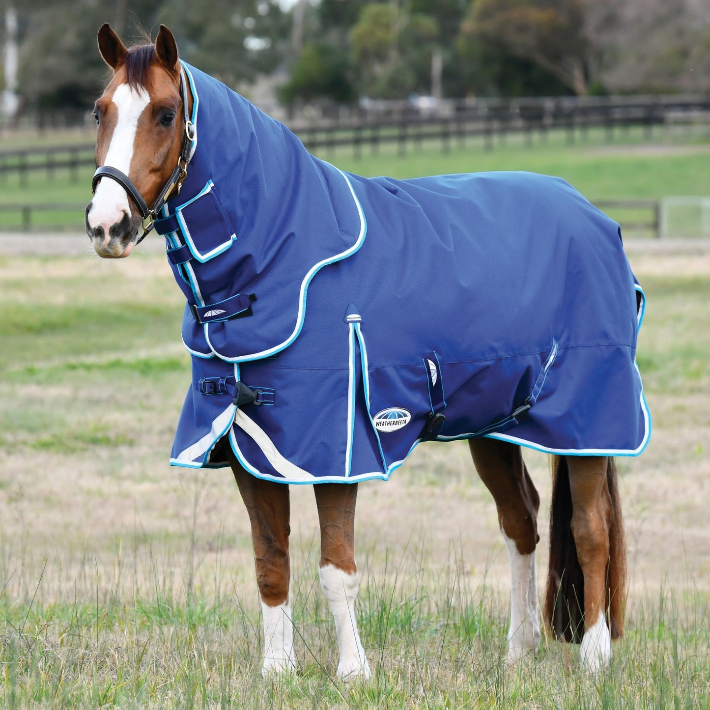 Weatherbeeta ComFiTec Ultra Hardi Detach-A-Neck Medium/Lite 100g Blue/Bright Blue/White
