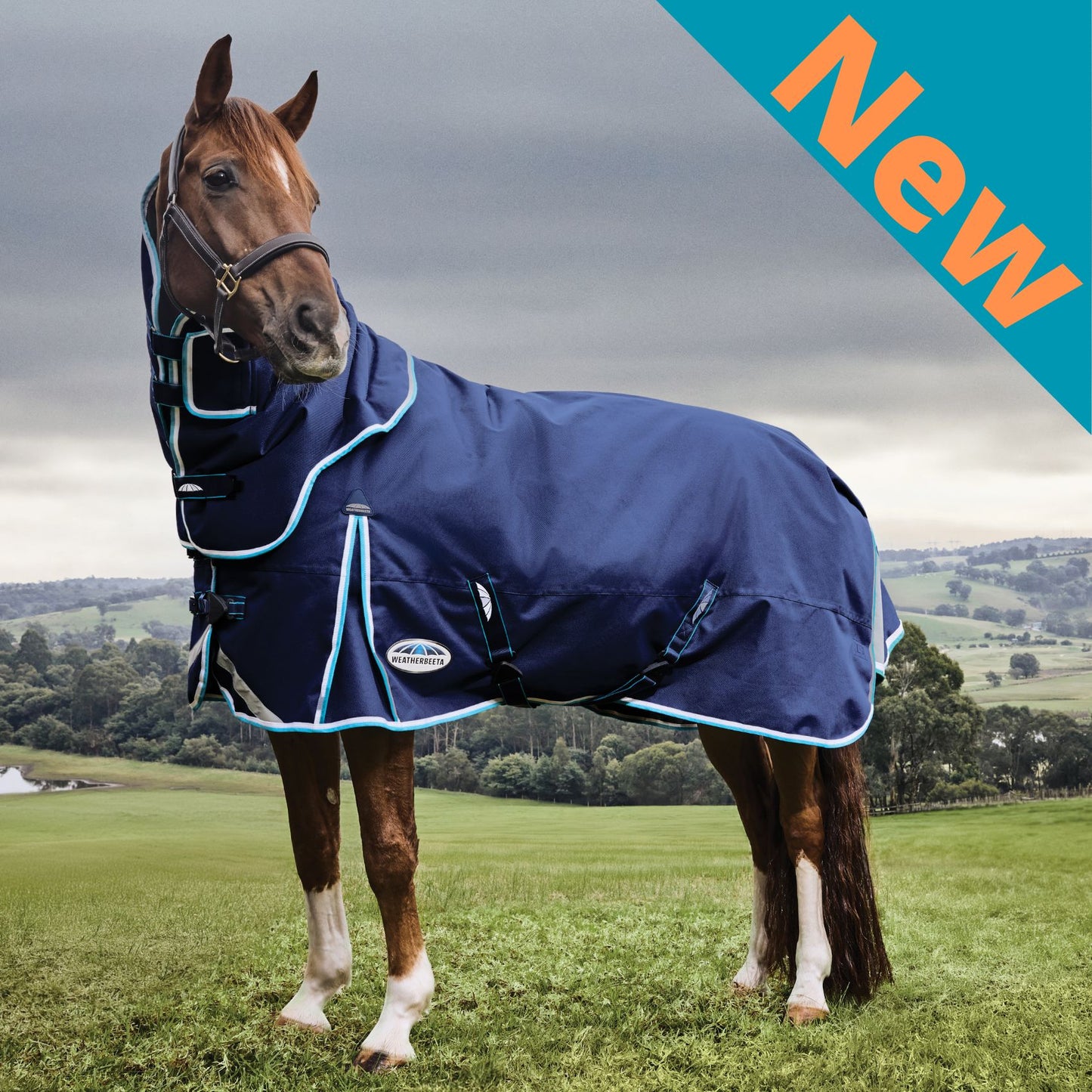 Weatherbeeta ComFiTec Ultra Hardi Detach-A-Neck Medium/Lite 100g Blue/Bright Blue/White