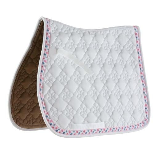 Roma Ecole Ribbon Trim Saddle Pad White/Blue