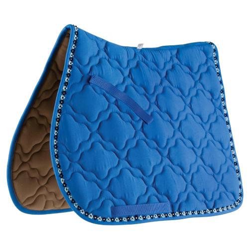 Roma Ecole Ribbon Trim Saddle Pad Blue/White