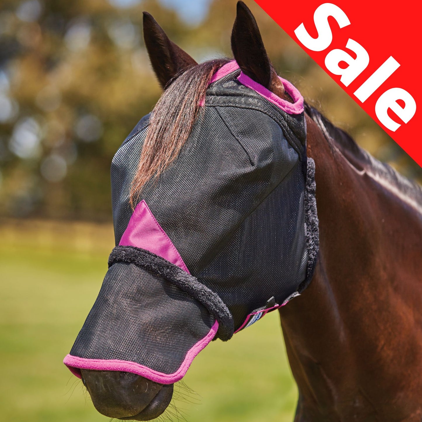 Weatherbeeta ComFiTec Deluxe Durable Mesh Mask with Nose Black/Purple