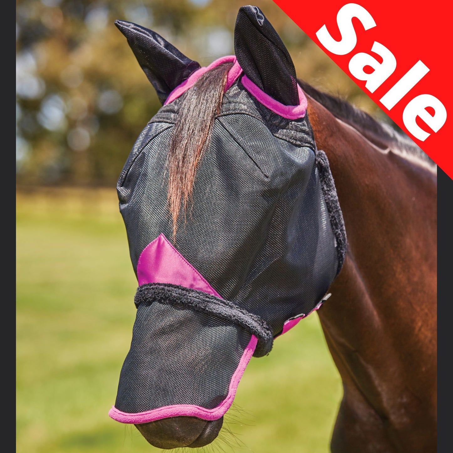 Weatherbeeta ComFiTec Deluxe Durable Mesh Mask with Ears & Nose Black/Purple