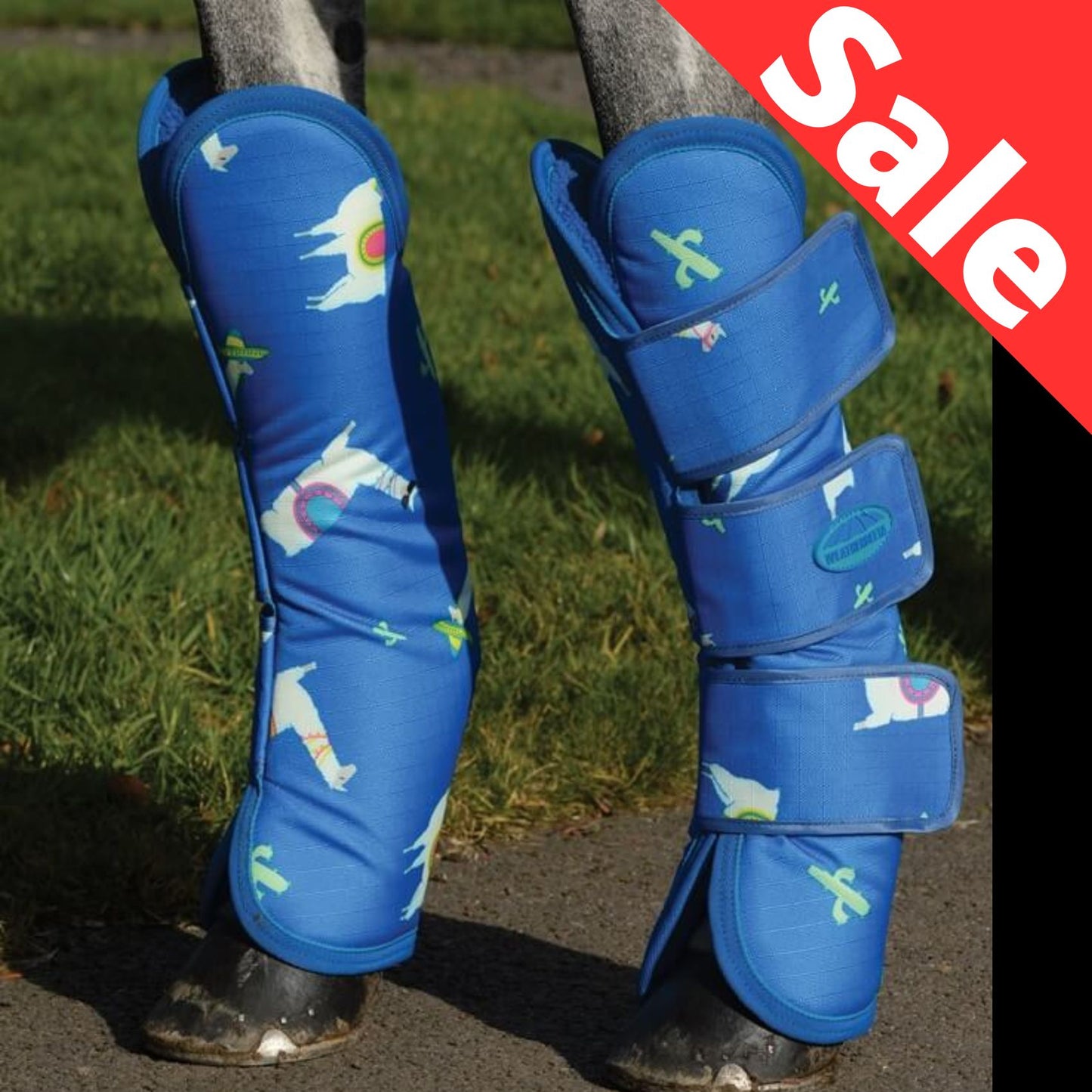 Weatherbeeta Wide Tab Long Travel Boots Llama Print