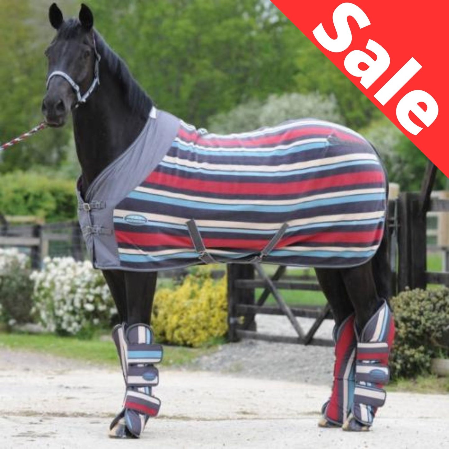 Weatherbeeta Wide Tab Long Travel Boots Grey Stripe