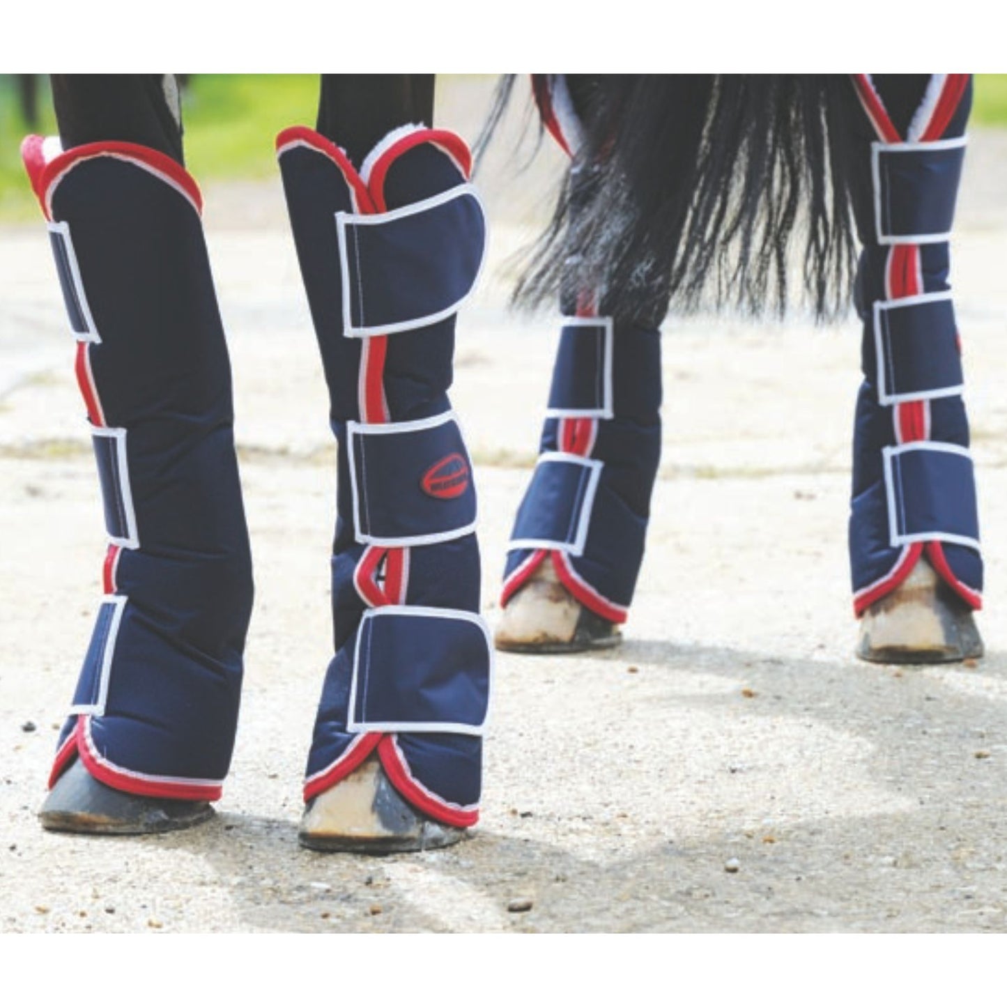 Weatherbeeta Wide Tab Long Travel Boots Navy/Red/White