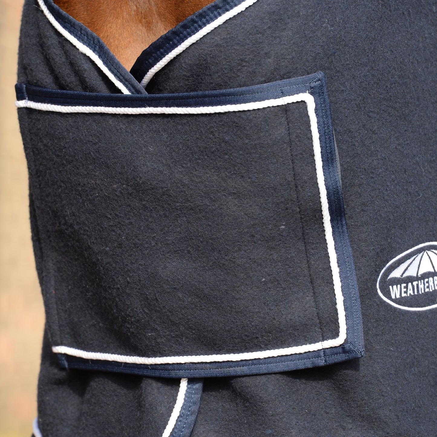 Weatherbeeta Wool Show Sheet with Chest Panel Navy/White