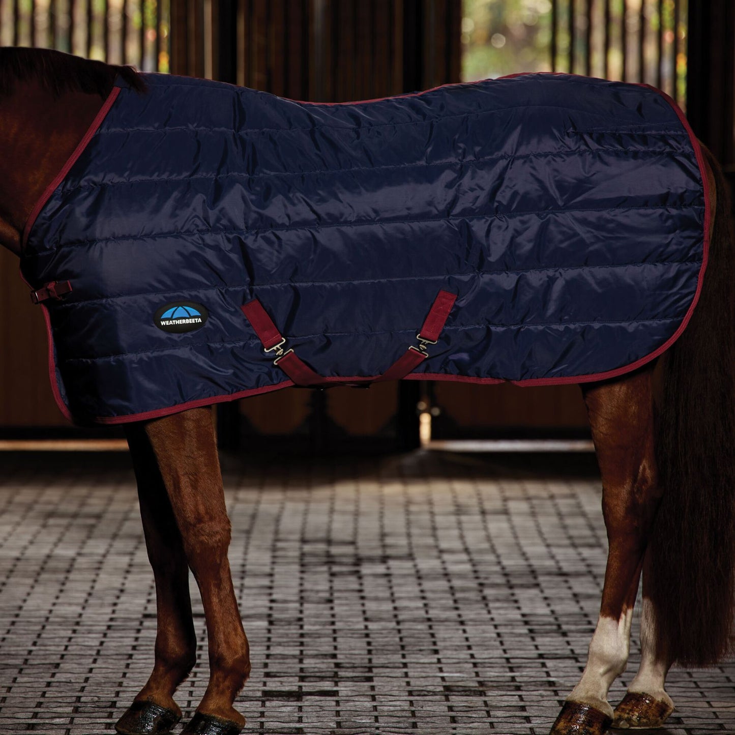 Weatherbeeta ComFiTec 210D Channel Quilt Stable 100g Navy/Burgundy