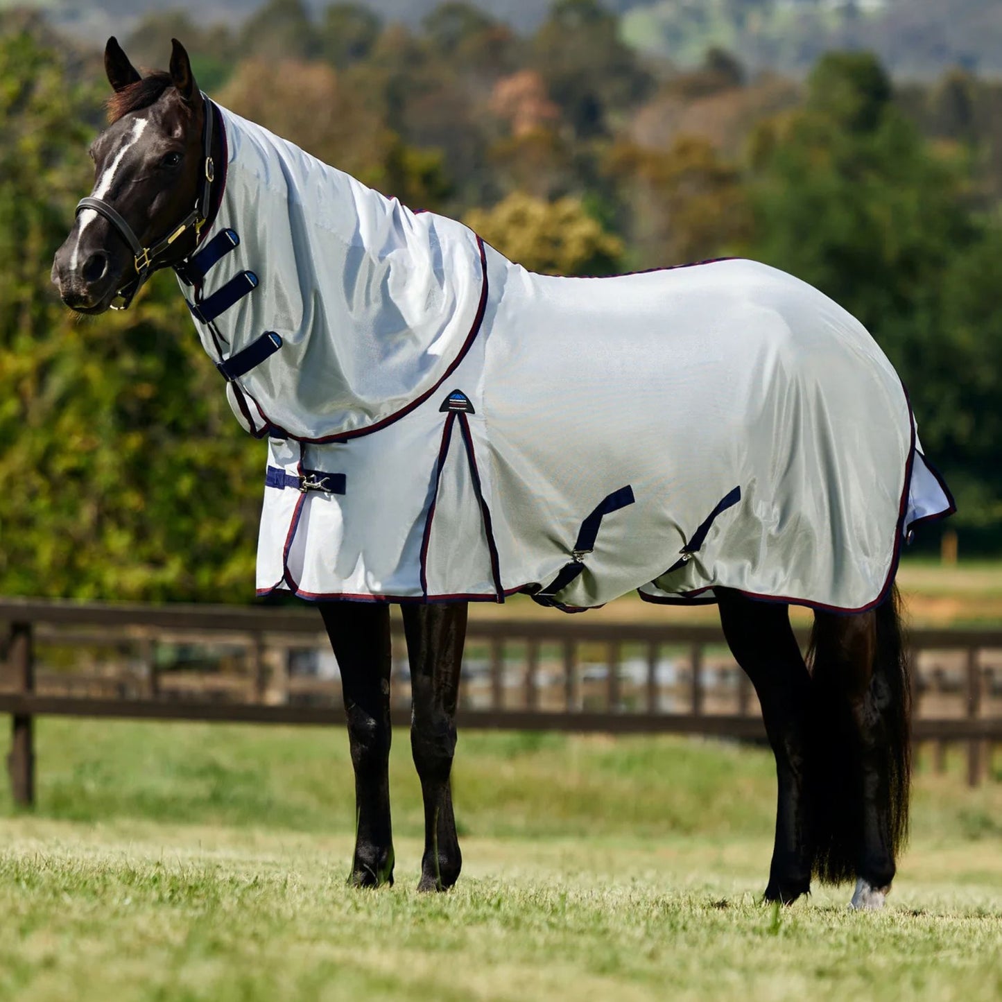 Weatherbeeta ComFiTec Airflow Fly Sheet Detach-A-Neck Grey/Navy/Burgundy
