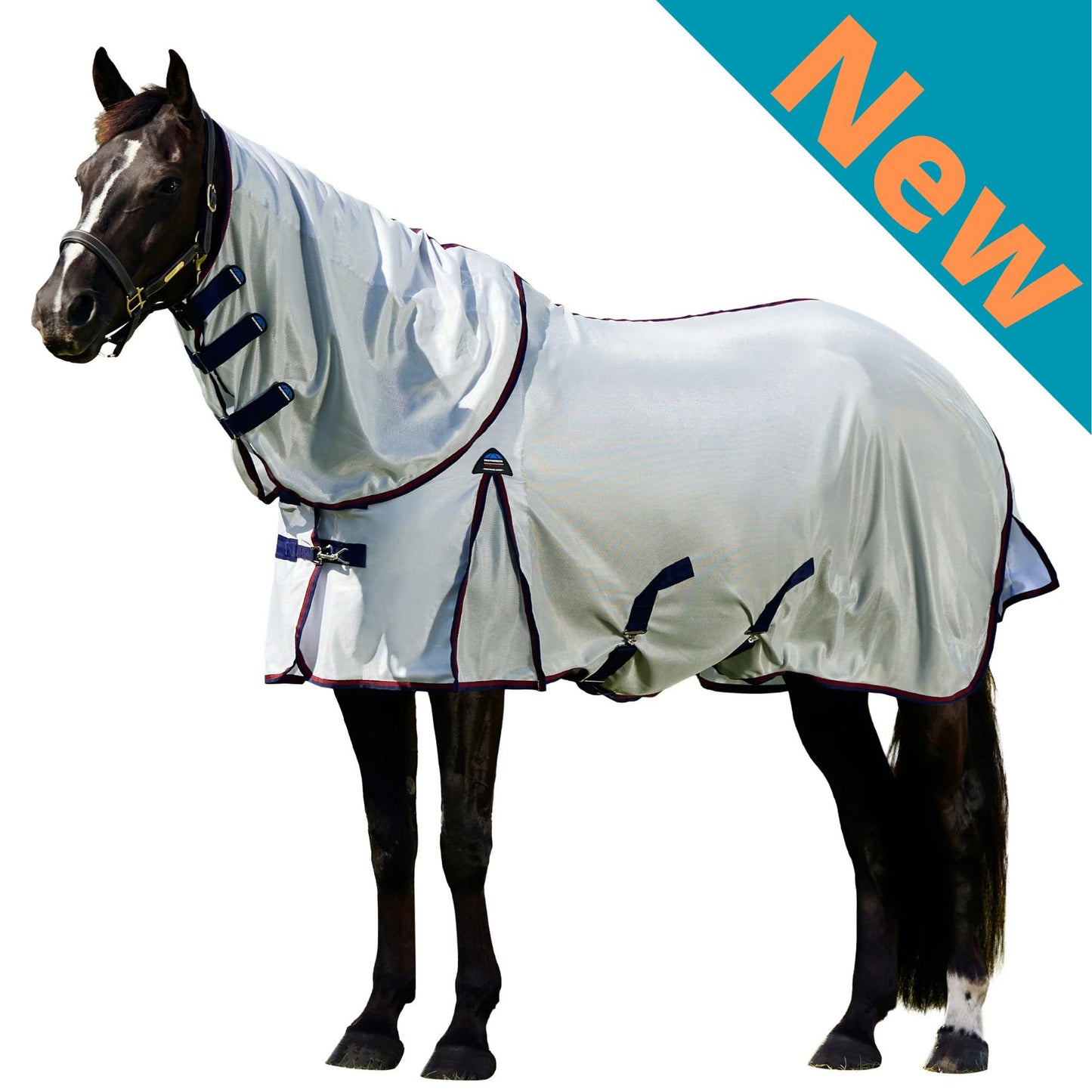 Weatherbeeta ComFiTec Airflow Fly Sheet Detach-A-Neck Grey/Navy/Burgundy
