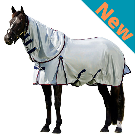 Weatherbeeta ComFiTec Airflow Fly Sheet Detach-A-Neck Grey/Navy/Burgundy