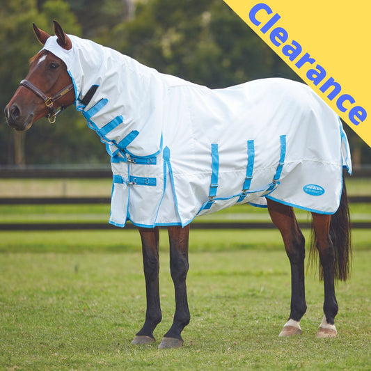 Weatherbeeta ComFiTec Sweet Itch Shield Combo White/Blue