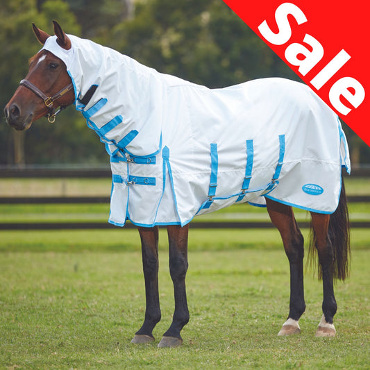 Weatherbeeta ComFiTec Sweet Itch Shield Combo White/Blue