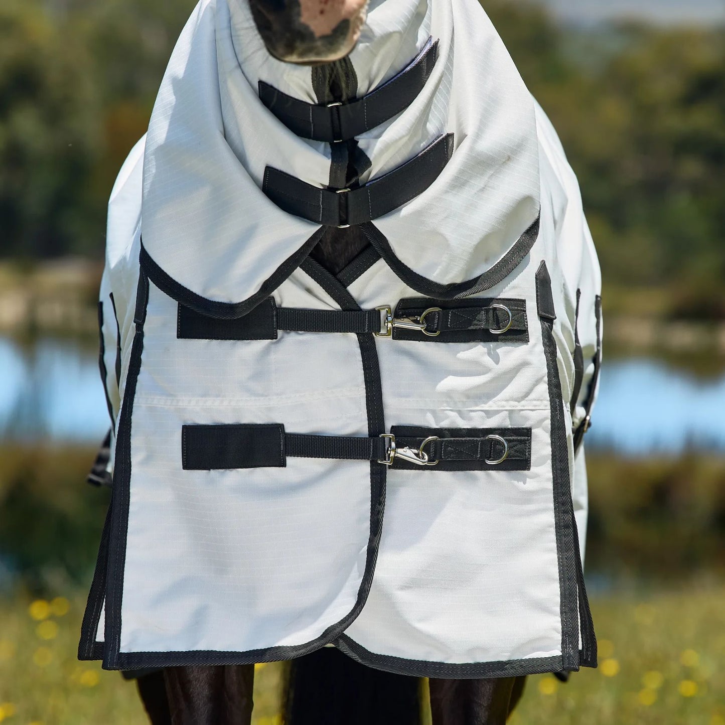 Weatherbeeta ComFiTec Sweet Itch Shield Fly Sheet Combo White/Charcoal