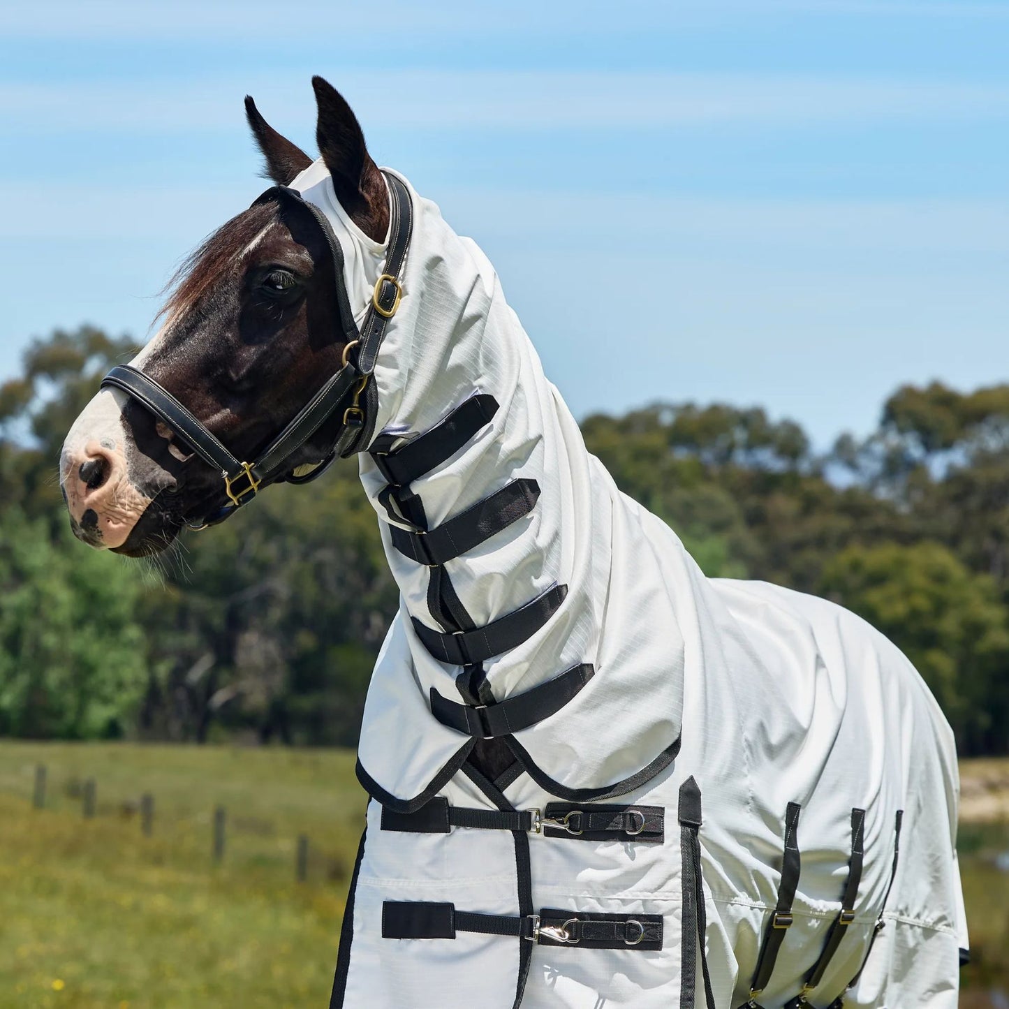 Weatherbeeta ComFiTec Sweet Itch Shield Fly Sheet Combo White/Charcoal