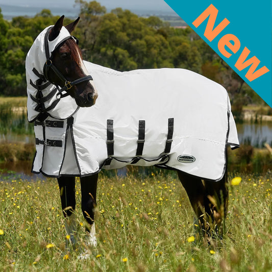 Weatherbeeta ComFiTec Sweet Itch Shield Fly Sheet Combo White/Charcoal
