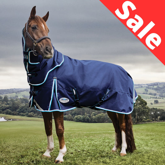 Weatherbeeta ComFiTec Ultra Hardi Detach-A-Neck Medium/Lite 100g Blue/Bright Blue/White