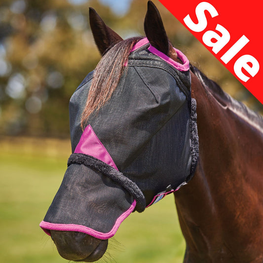 Weatherbeeta ComFiTec Deluxe Durable Mesh Mask with Nose Black/Purple