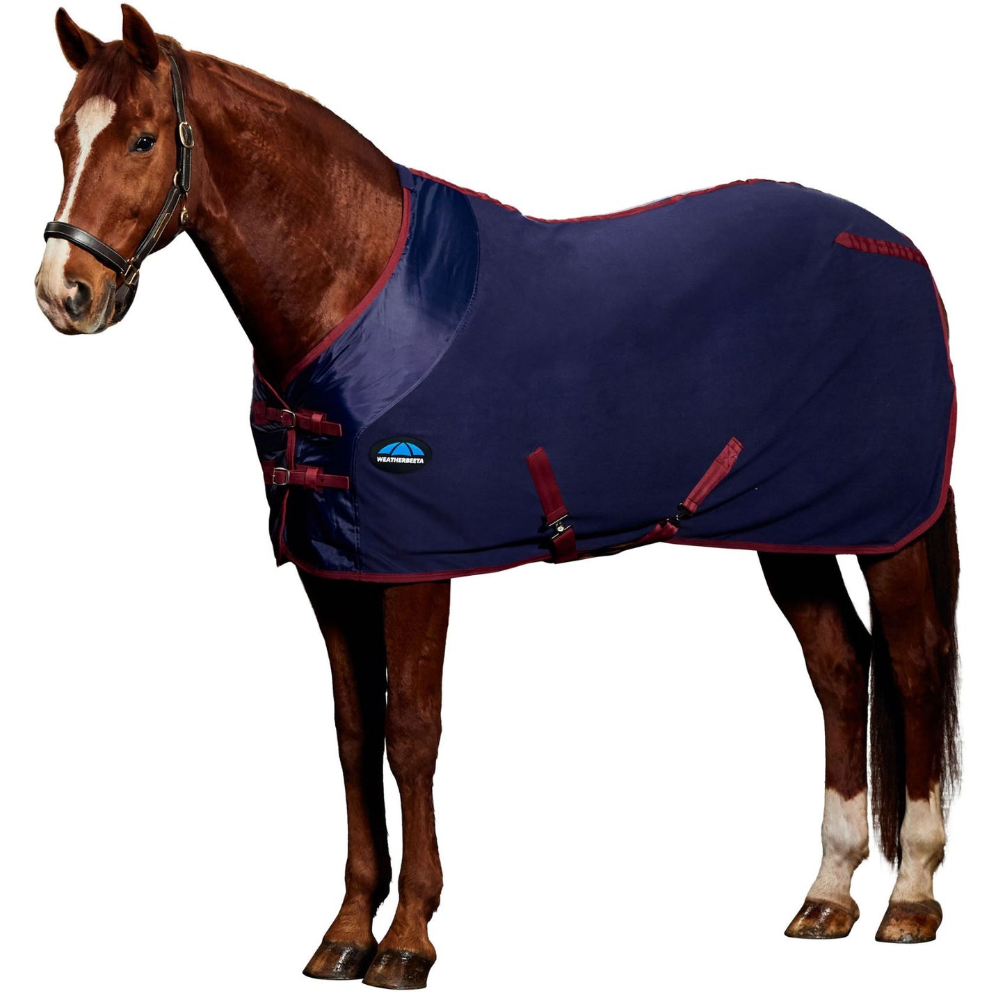 Weatherbeeta Anti-Static Fleece Cooler Navy/Burgundy