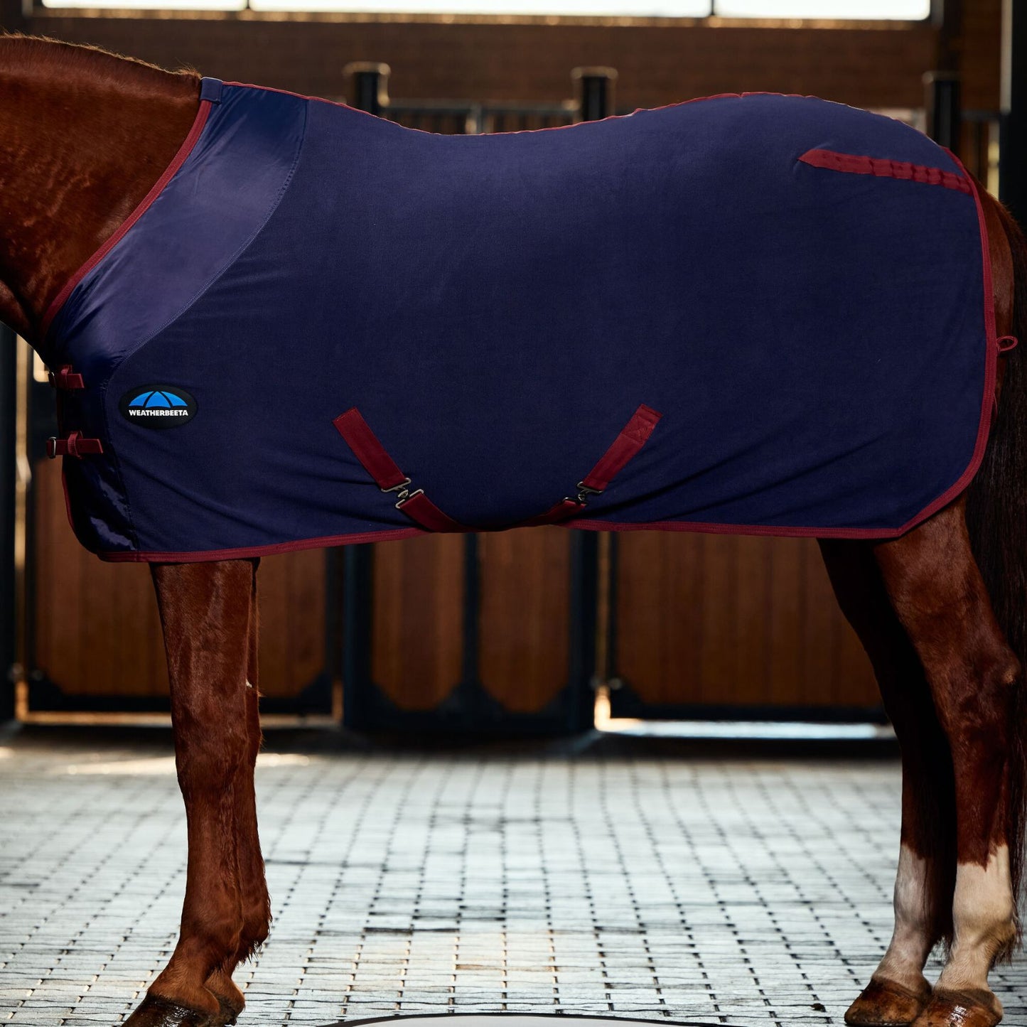 Weatherbeeta Anti-Static Fleece Cooler Navy/Burgundy