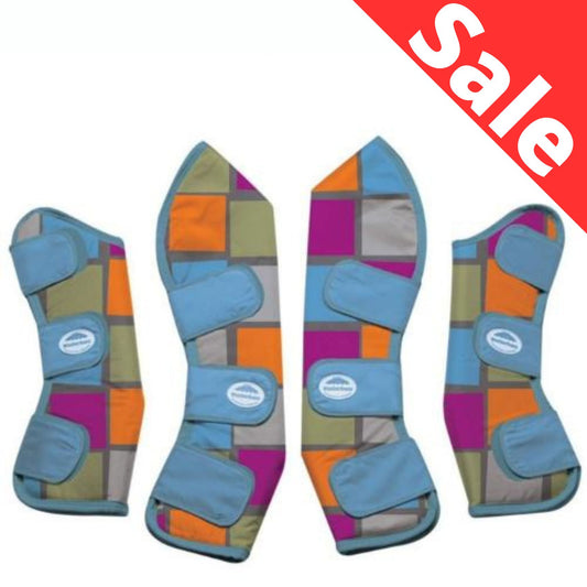 Weatherbeeta Wide Tab Long Travel Boots Charcoal Square Print